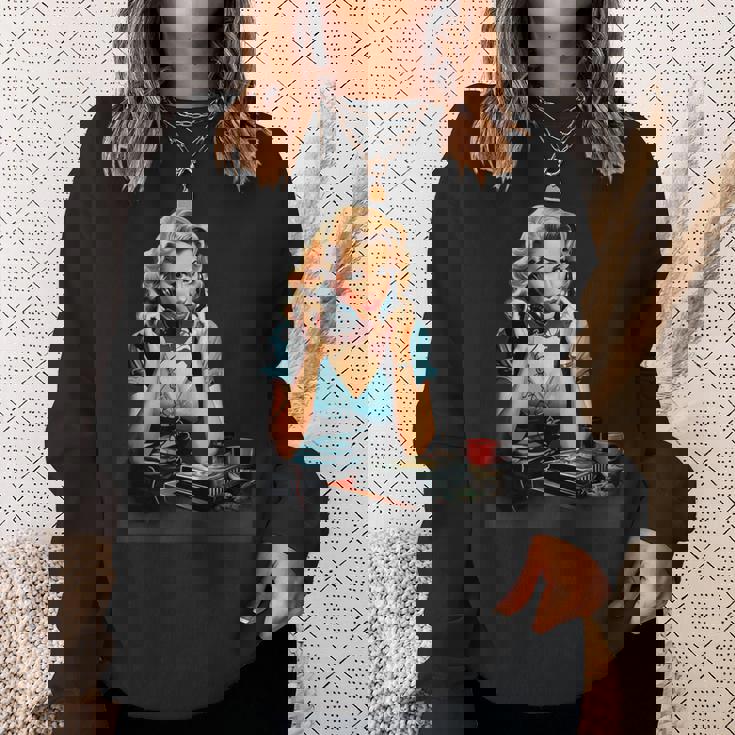 ピンナップガール ヴィンテージ電話 オールドスクール スウェットシャツ 彼女への贈り物