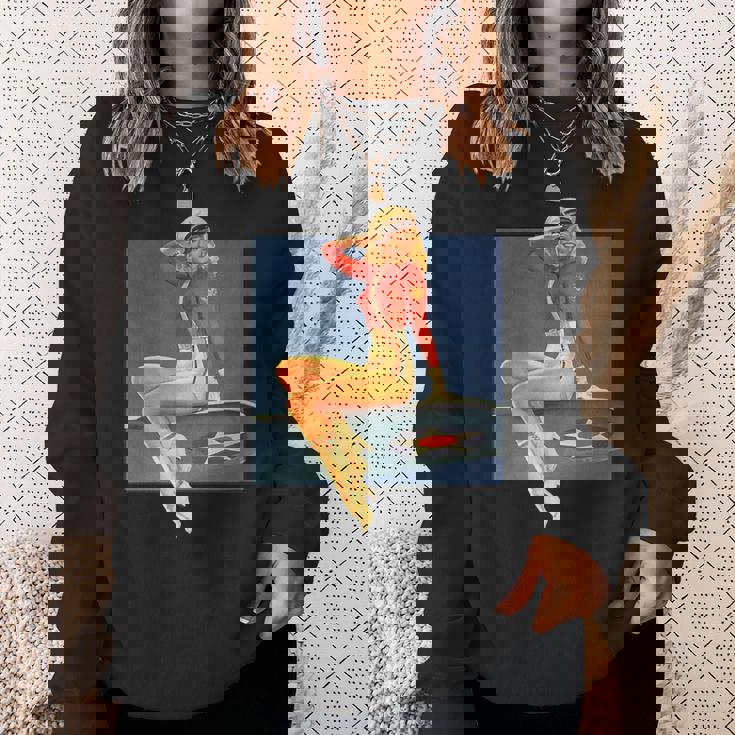 ピンナップガールww2軍空軍ポスターヴィンテージ スウェットシャツ 彼女への贈り物