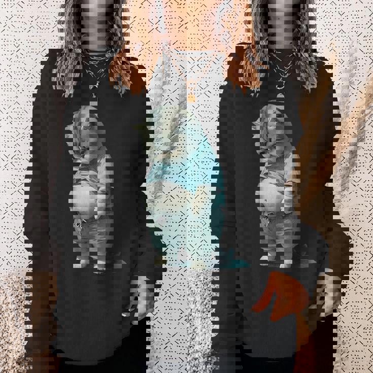 ファニー ファット キャット 子猫 アート デザイン 猫 飼い主 ペット愛好家 ギフト スウェットシャツ 彼女への贈り物