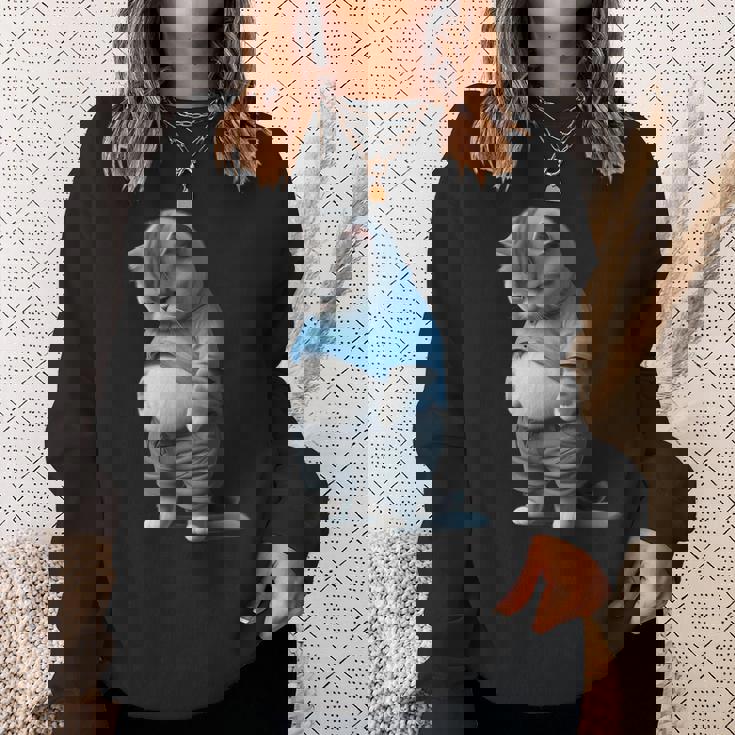 ファニー ファット 悲しい猫 アートデザイン 太った子猫 猫好き スウェットシャツ 彼女への贈り物