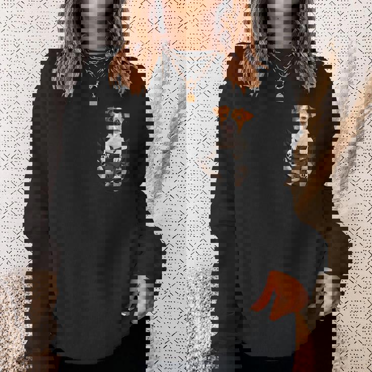 ファニージャックラッセルテリア ポケットに入った恋人向け スウェットシャツ 彼女への贈り物