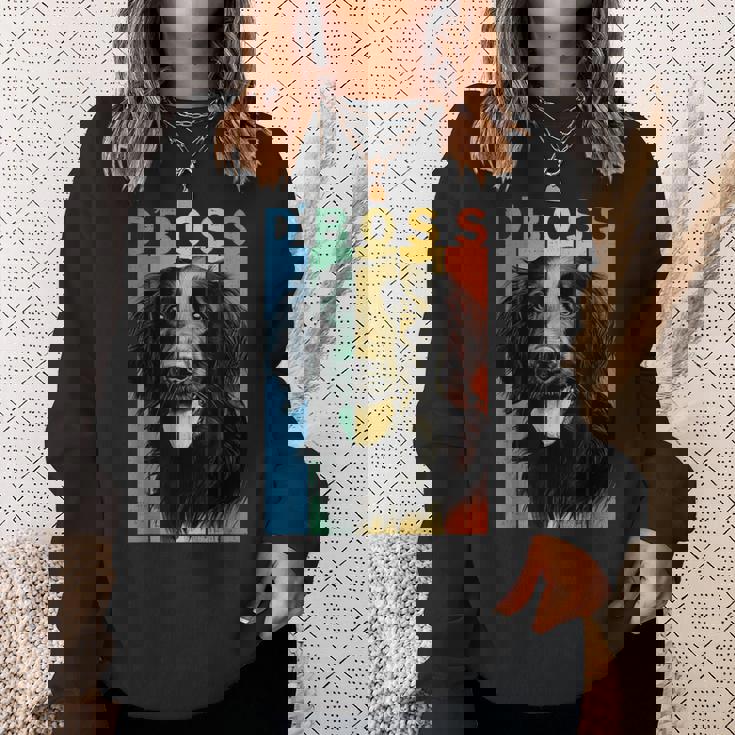 ファニーフラットコーテッドレトリバーボスママダッドドッグラバー スウェットシャツ 彼女への贈り物