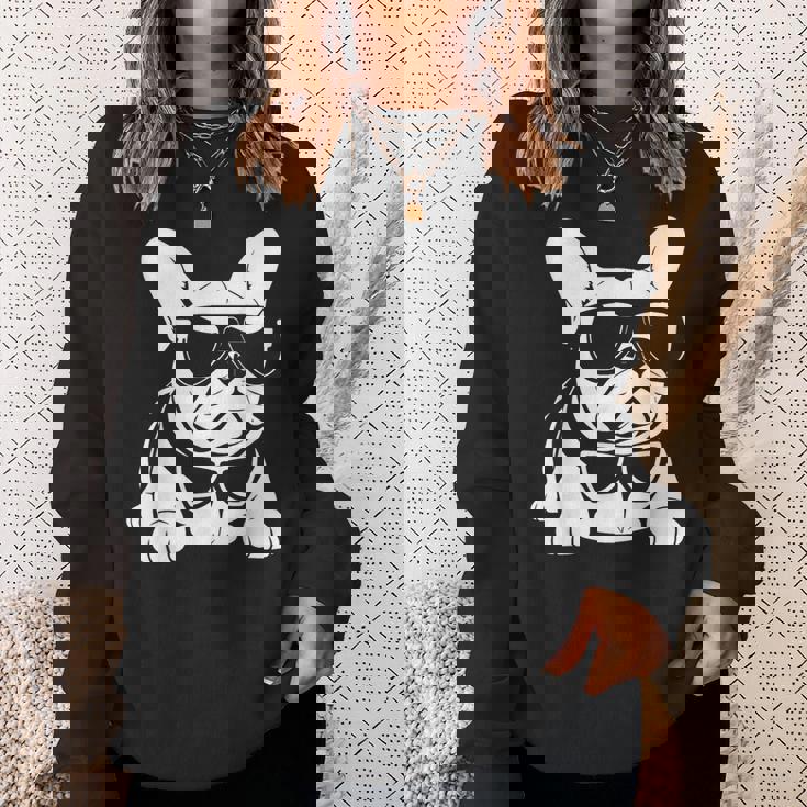 ファニーフレンチブルドッグ サングラス付き フレンチブルドッグ スウェットシャツ 彼女への贈り物