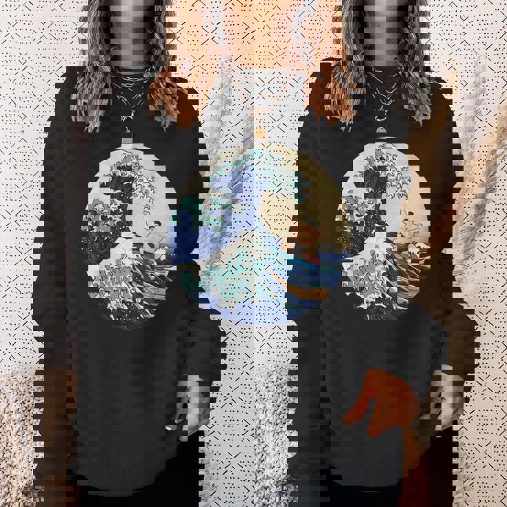 ファンシー 神奈川 大波 相撲 サーフィン パロディ スウェットシャツ 彼女への贈り物