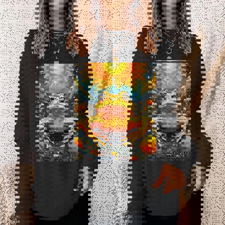 ファンタジー キュート イエロー カエルの太陽 スウェットシャツ 彼女への贈り物