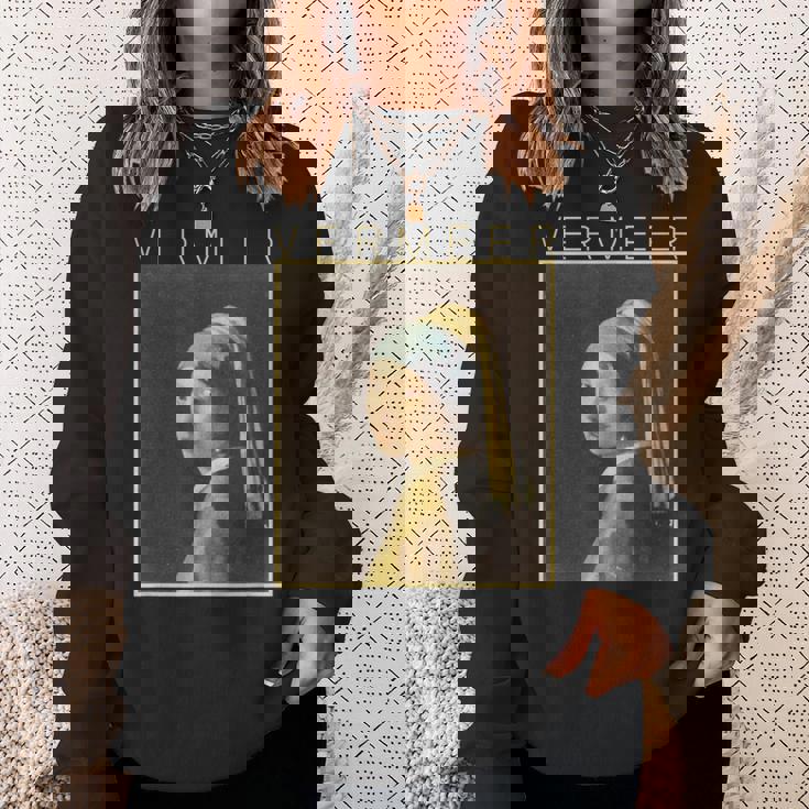 フェルメール 真珠の耳飾りの少女 面白いtシャツ 絵画 アート メンズ 面白い 服 美術 グッズ 油彩画 スウェットシャツ 彼女への贈り物