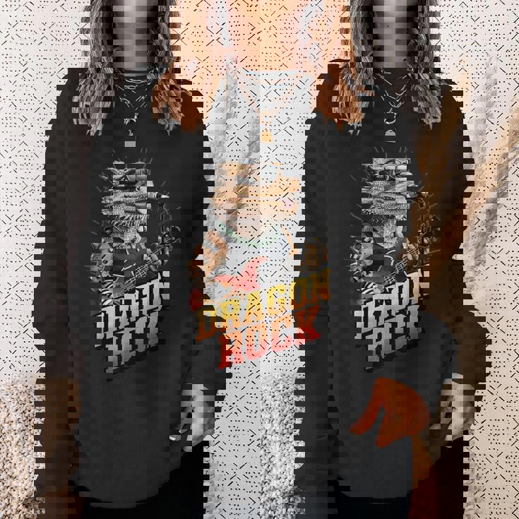 フトアゴヒゲトカゲの岩、フトアゴヒゲトカゲ、ロッカー、ギターマイク スウェットシャツ 彼女への贈り物