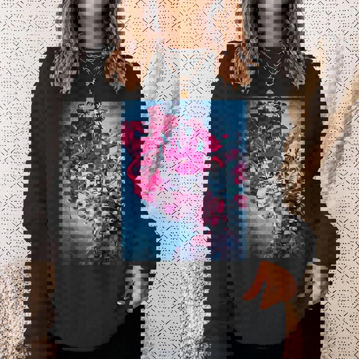 フラワー スカル フローラル シュガー ダーク アート グランジ エステティック ホラー スウェットシャツ 彼女への贈り物