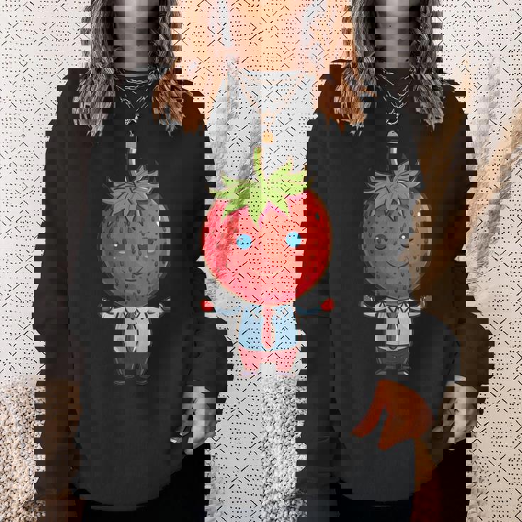 フルーツやネクタイ好きのための従業員ストロベリーアウトフィット スウェットシャツ 彼女への贈り物