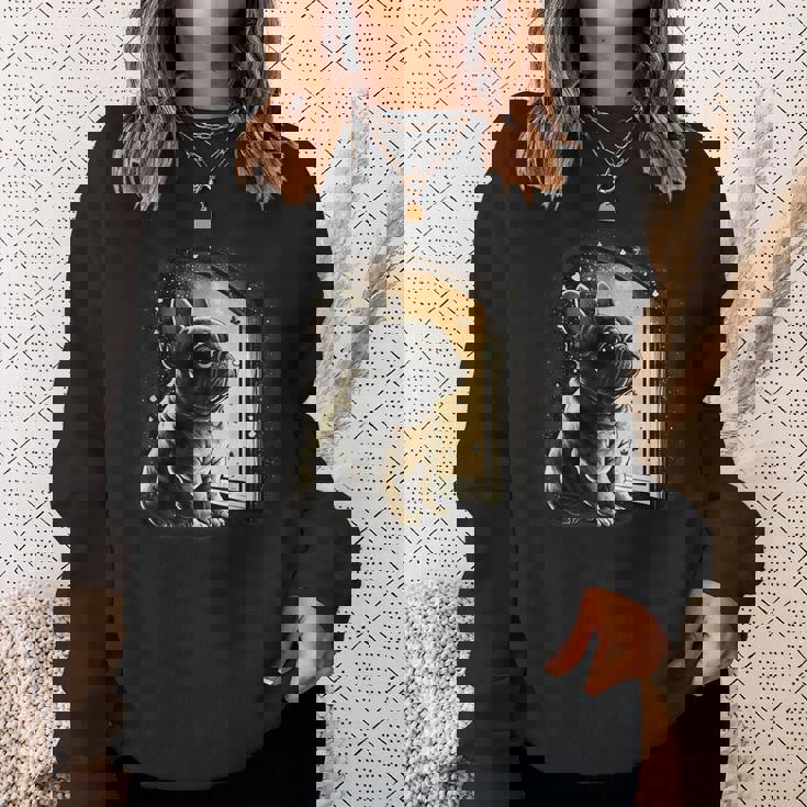 フレンチブルドッグ 夜のかわいいフレンチドッグ スウェットシャツ 彼女への贈り物