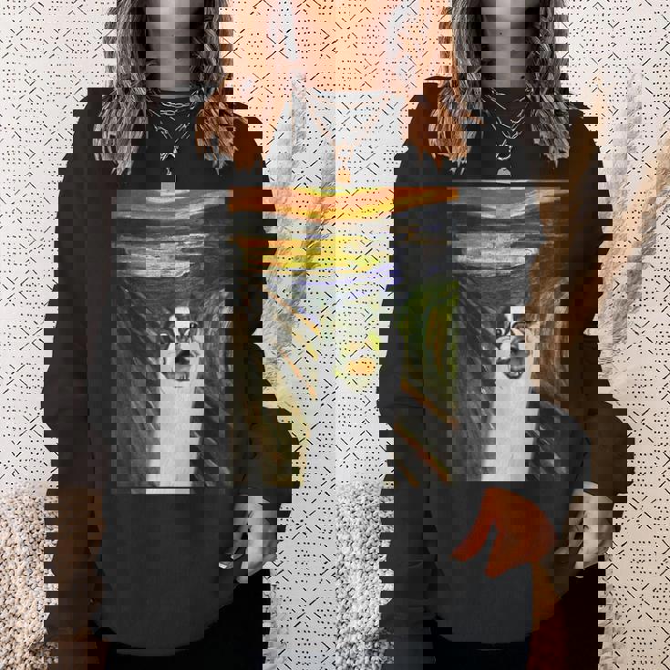 フレンチブルドッグ 面白いtシャツ 犬 ムンクの叫び かわいい メンズ 子供 おもしろ 服 ネタ わんこ スウェットシャツ 彼女への贈り物