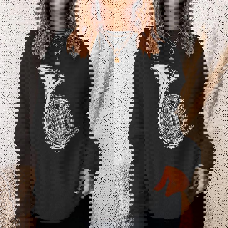 フレンチホルン製図コンサートバンドホルニスト スウェットシャツ 彼女への贈り物