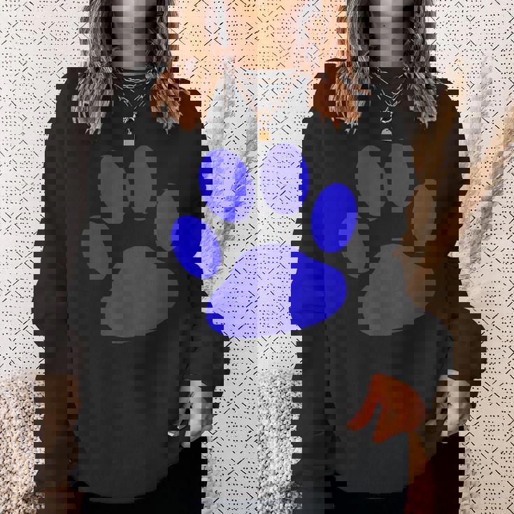 ブルー 肉球 プリントシャツ スウェットシャツ 彼女への贈り物