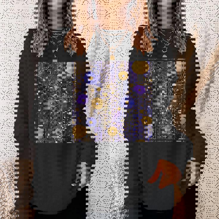 ブルーとゴールド フラワーガーデン アフタークリムト スウェットシャツ 彼女への贈り物