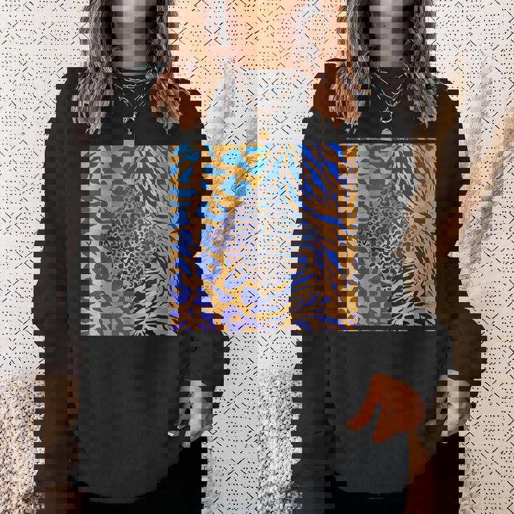 ブルースの直径のジャングルプリントゴールド。シマウマ、パンサー、チーター スウェットシャツ 彼女への贈り物