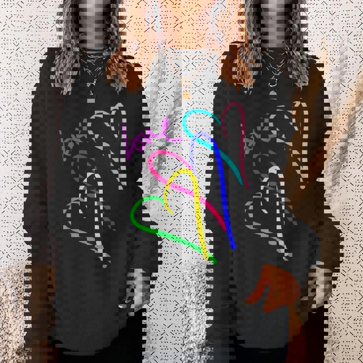 プレッピー パステル キドコア ハート レインボー ラブ バレンタイン スウェットシャツ 彼女への贈り物