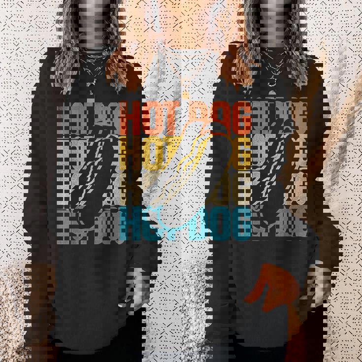 ホットドッグ 大人用 レトロ ヴィンテージ ホットドッグ スウェットシャツ 彼女への贈り物