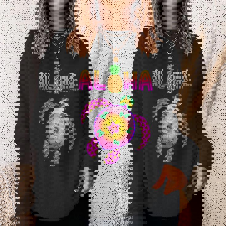 ホヌウミガメ アロハ ハワイ諸島 バケーション スウェットシャツ 彼女への贈り物