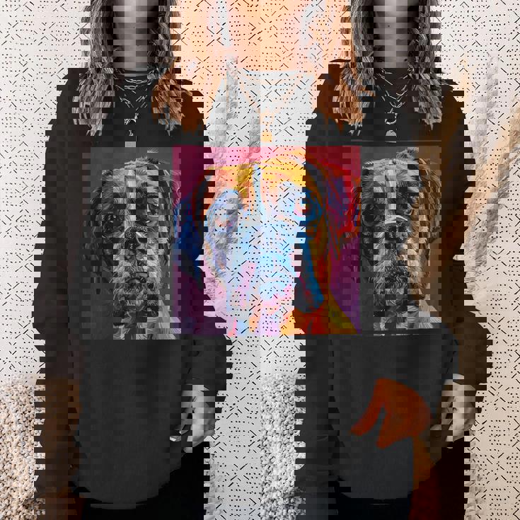 ボクサー 犬 カラフル イラスト グラフィック スウェットシャツ 彼女への贈り物