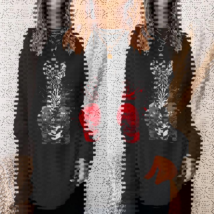 ボクシング ゼブラ ボクシンググローブ キックボクシング おもしろボクサー スウェットシャツ 彼女への贈り物