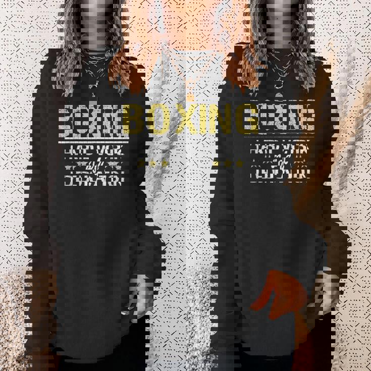 ボクシングハードワークと献身 キックボクシングジムボクサー スウェットシャツ 彼女への贈り物