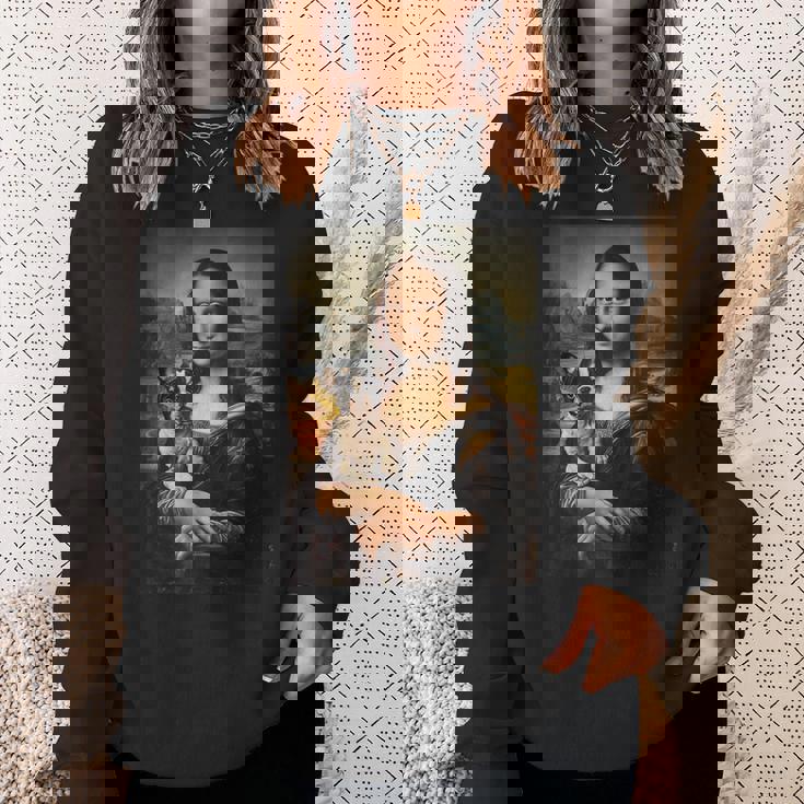 ボストンテリア モナリザ 絵画 アート 犬 ママ お父さん スウェットシャツ 彼女への贈り物