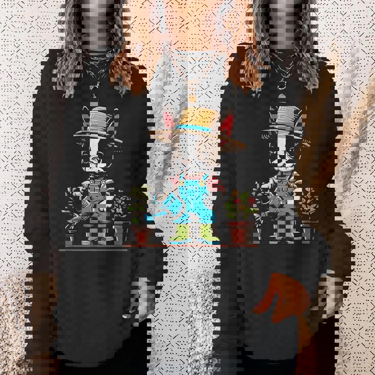 ボストンテリア 水やり 植物 ガーデニング 犬好き スウェットシャツ 彼女への贈り物