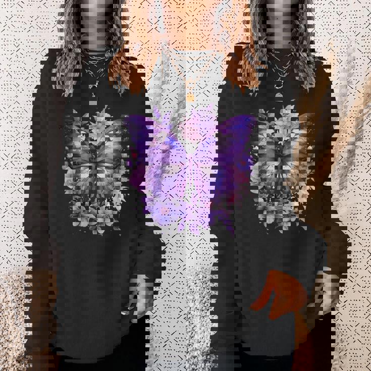 ボヘミアン パープルバタフライ レトロ 魔女の蛾 ヴィンテージ ラベンダー スウェットシャツ 彼女への贈り物