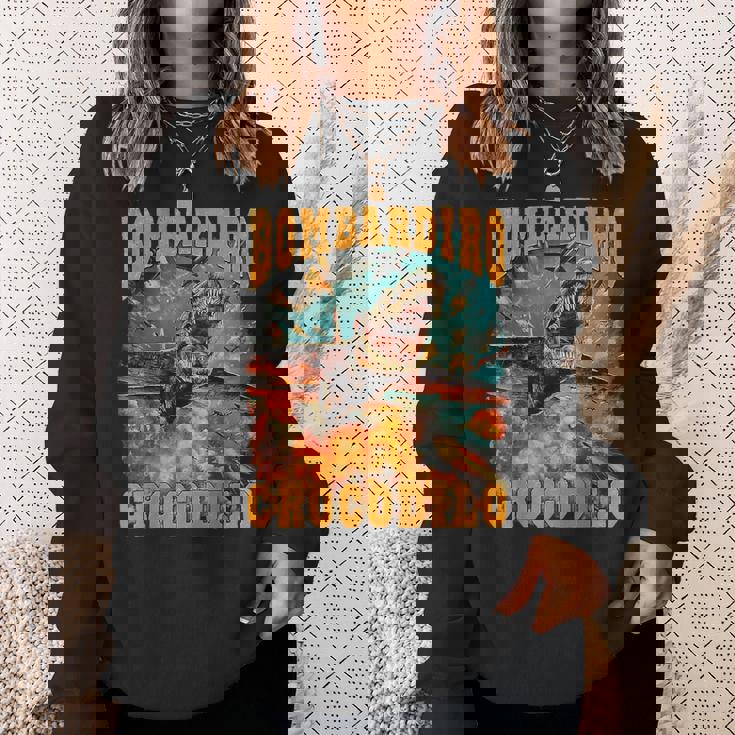 ボンバディロクロコダイルミームクロコダイルファイア-イタリアンブレインロット スウェットシャツ 彼女への贈り物