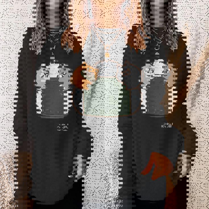 ボンレス犬とボンレス猫 おにぎり ダークカラー スウェットシャツ 彼女への贈り物