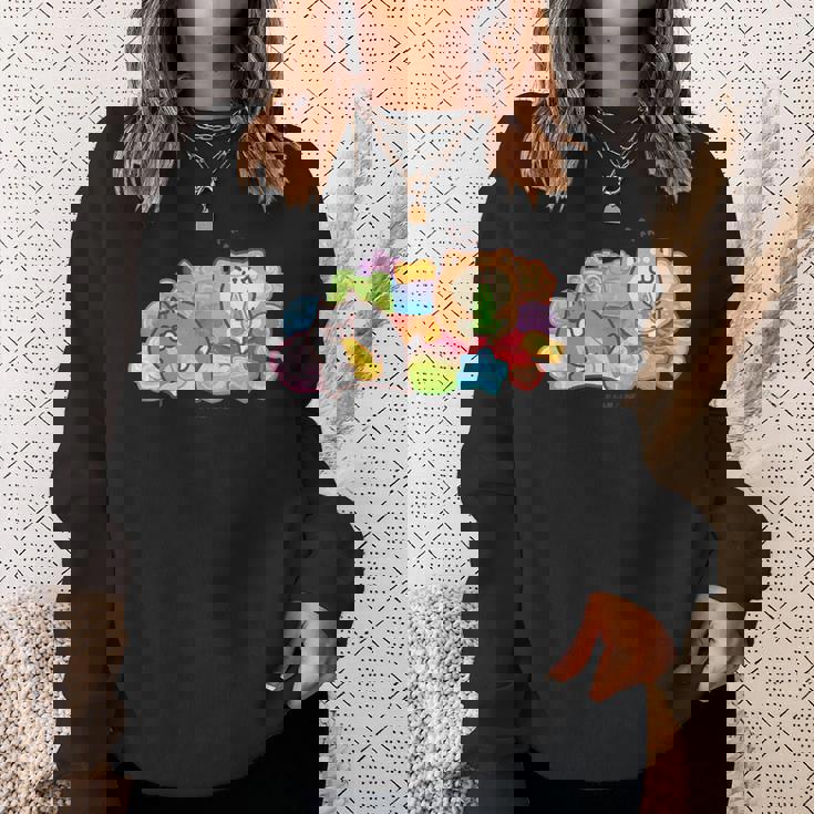 ボンレス犬とボンレス猫 カラフルスナック スウェットシャツ 彼女への贈り物