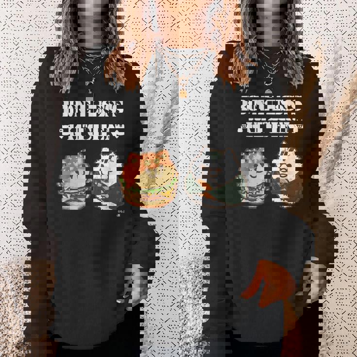 ボンレス犬とボンレス猫 ハンバーガーとおにぎり ダークカラー スウェットシャツ 彼女への贈り物