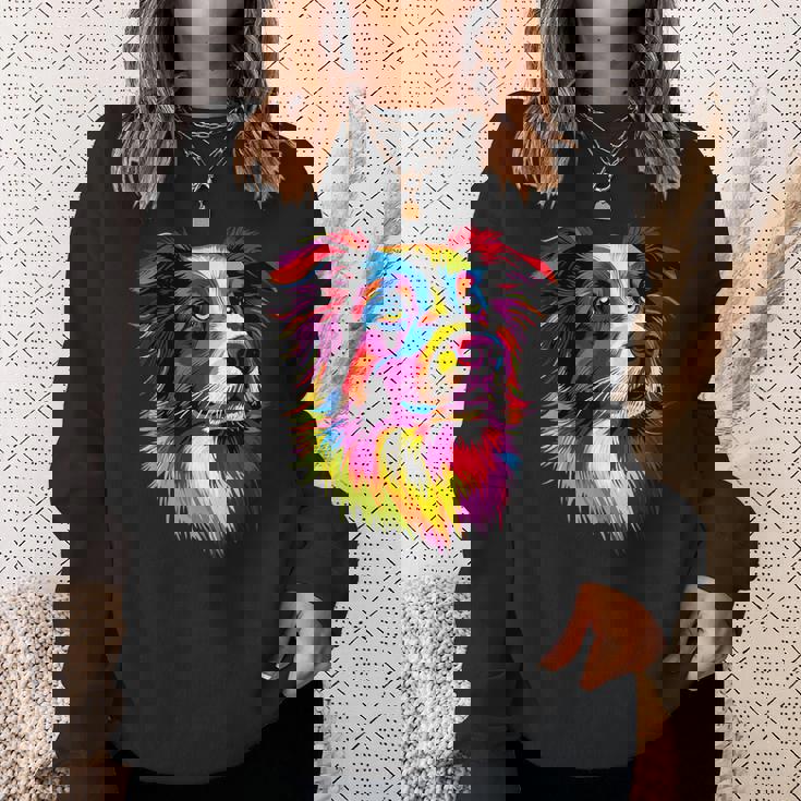 ボーダーコリー ポップアート レインボーカラー カラフル ボーダーコリー スウェットシャツ 彼女への贈り物