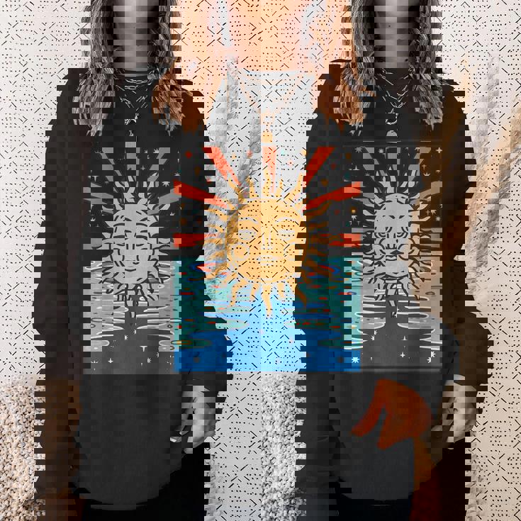 ボーホー 太陽と月 天体 三日月 フェイズ スウェットシャツ 彼女への贈り物