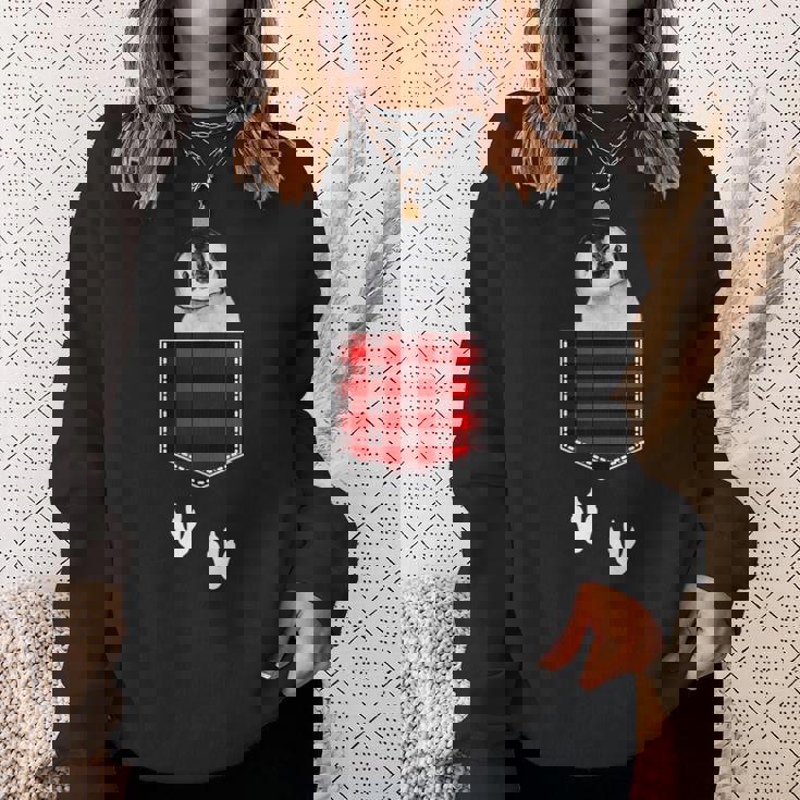 ポケットから覗き出るかわいいペンギン スウェットシャツ 彼女への贈り物