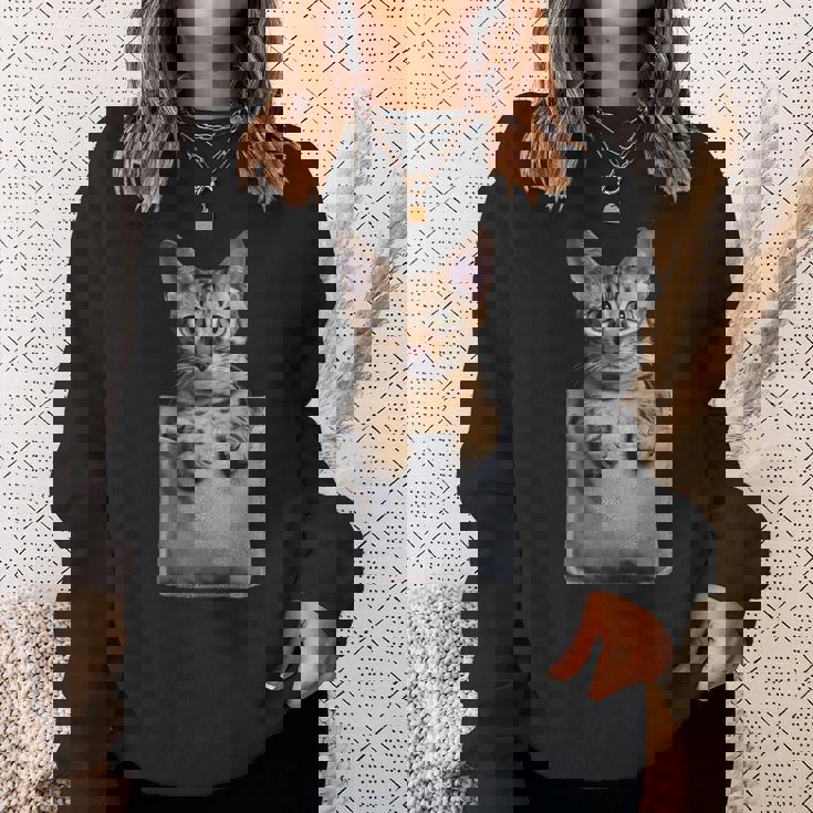 ポケットに入ったアビシニアン猫 スウェットシャツ 彼女への贈り物