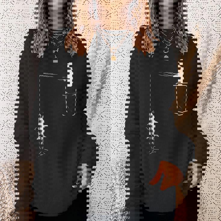 ポケットに入ったマグロ 魚釣り 面白い漁師 スウェットシャツ 彼女への贈り物