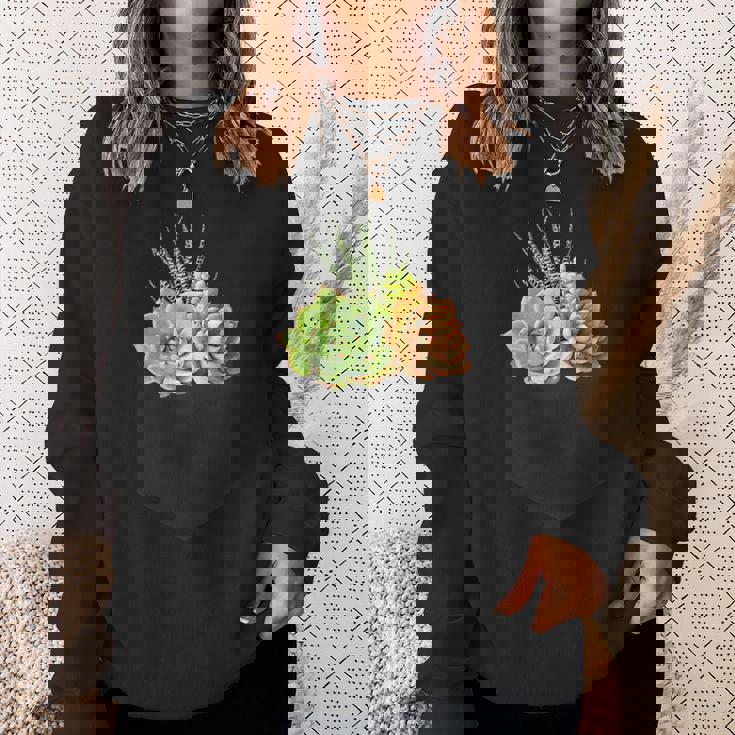 ポケットに入った多肉植物、胸にエケベリアセダム スウェットシャツ 彼女への贈り物