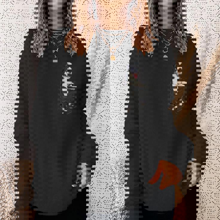 ポケットに入った面白いボーダーコリー ボーダーコリー愛好家に スウェットシャツ 彼女への贈り物