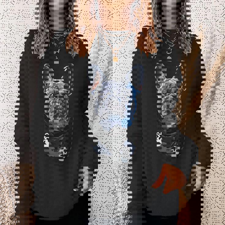 ポケットの中の面白いフレンチフレンチ犬好きフレンチブルドッグ スウェットシャツ 彼女への贈り物