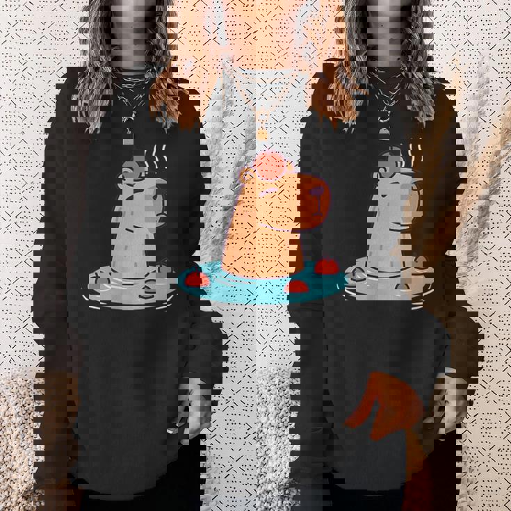 ポケットカピバラ 温泉に浸ける カピバラ スウェットシャツ 彼女への贈り物