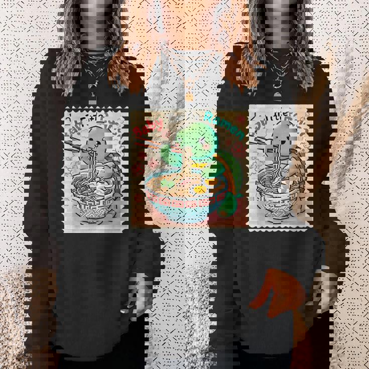 ポップ 和 アート 切手 かわいい 赤ちゃん 亀 ラーメン スウェットシャツ 彼女への贈り物