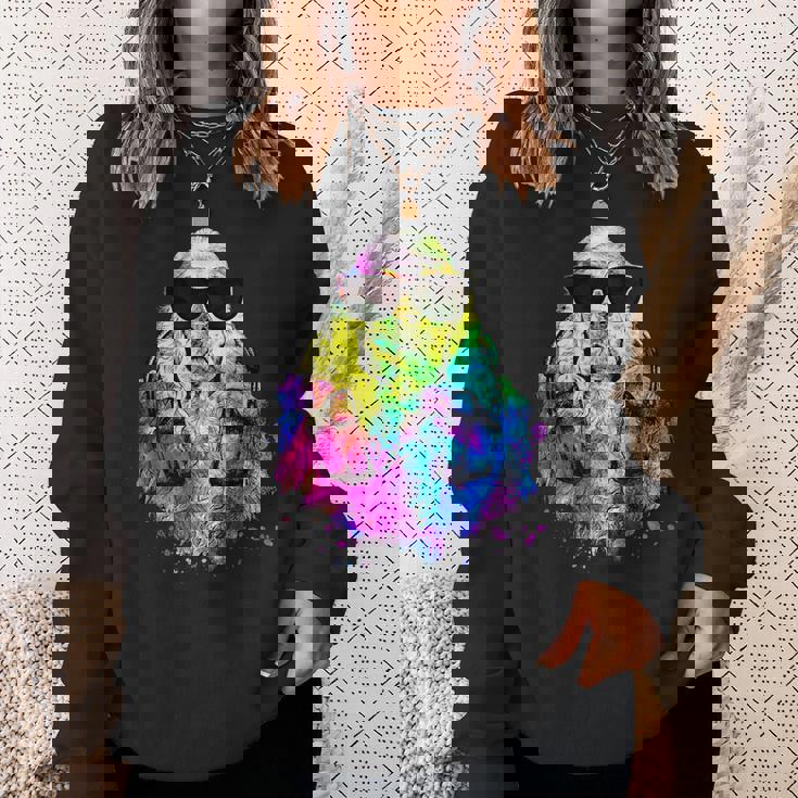 ポップアート アメリカンコッカー スパニエル 犬のポートレート ヘッドフォン付き スウェットシャツ 彼女への贈り物