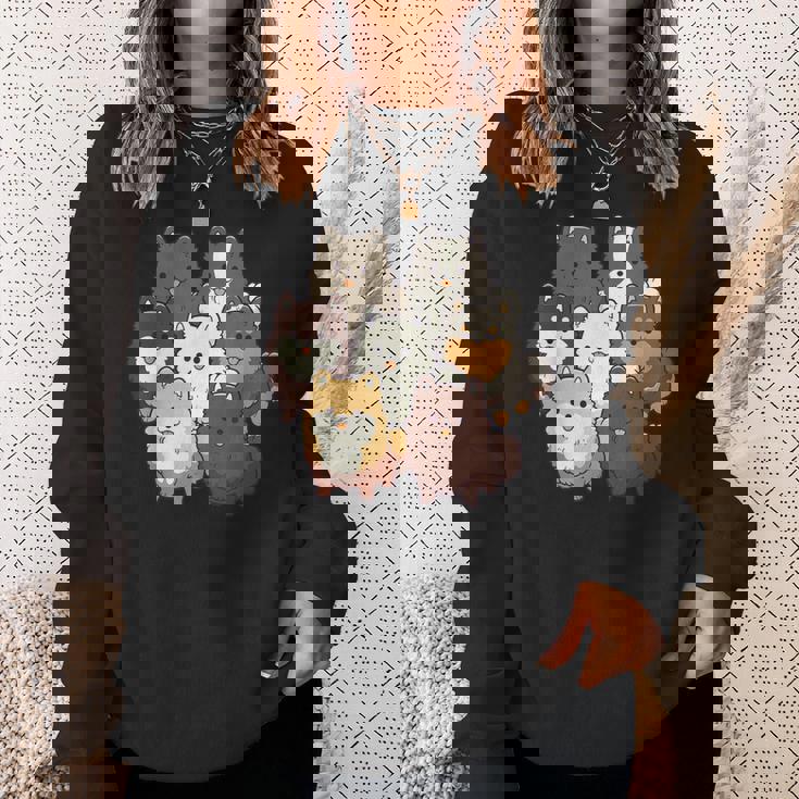 ポメラニアン ドッグ グループ かわいい ペット ブラック ホワイト チョコレート ポンポン スウェットシャツ 彼女への贈り物