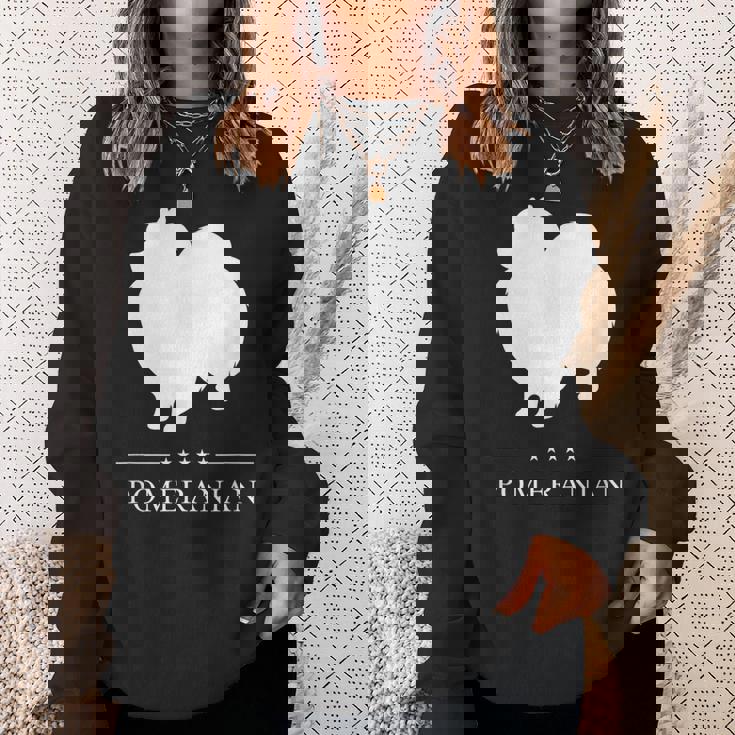 ポメラニアン 犬 ホワイト シルエット スウェットシャツ 彼女への贈り物