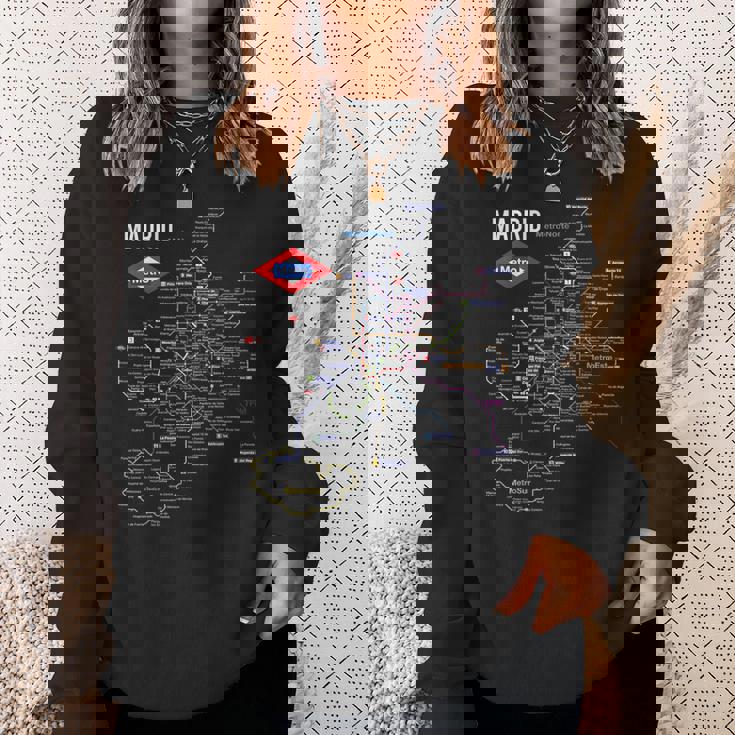 マドリード スペイン メトロ 地下鉄 電車地図 ギフト スウェットシャツ 彼女への贈り物