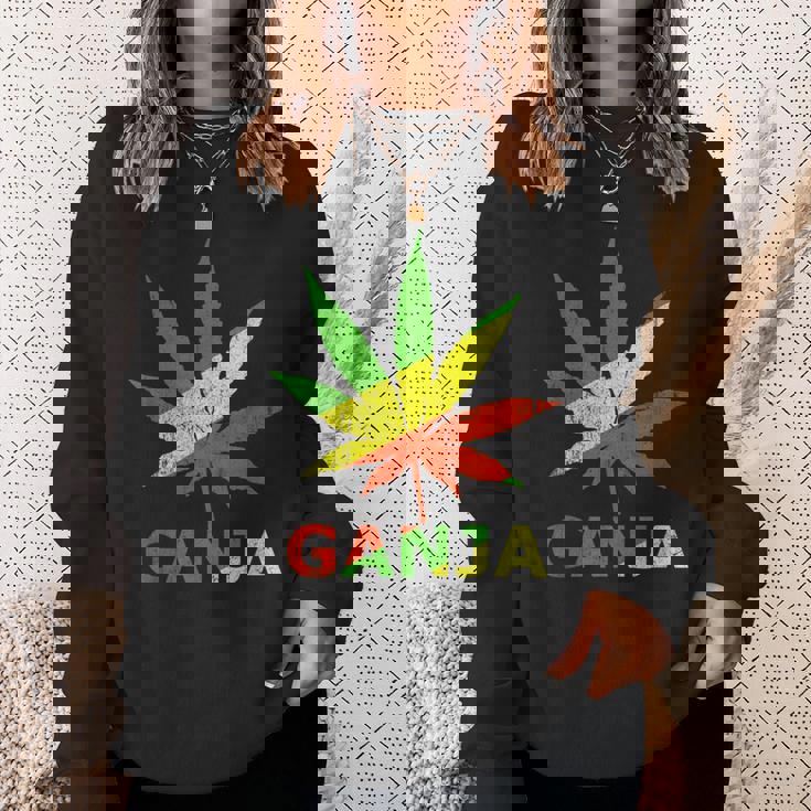 マリファナのガンジャ雑草の葉 ラスタカラー スウェットシャツ 彼女への贈り物