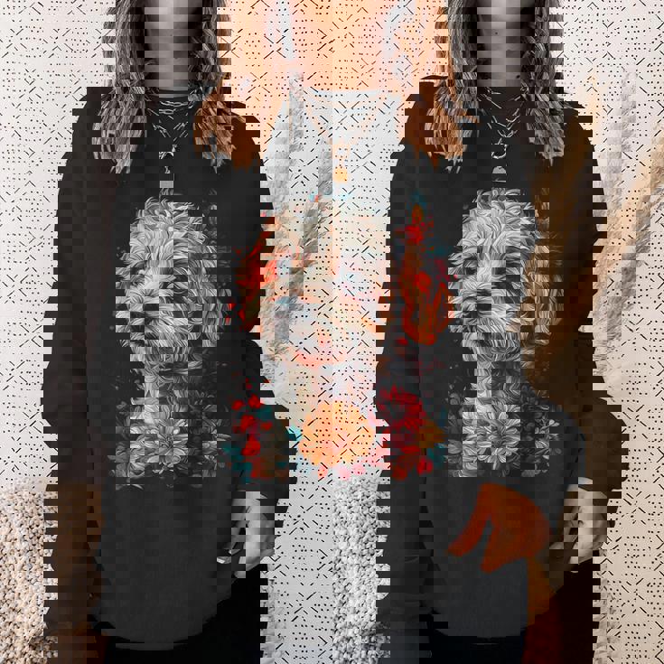 マルチプー犬 グラフィック ペット イラスト マルチプー スウェットシャツ 彼女への贈り物