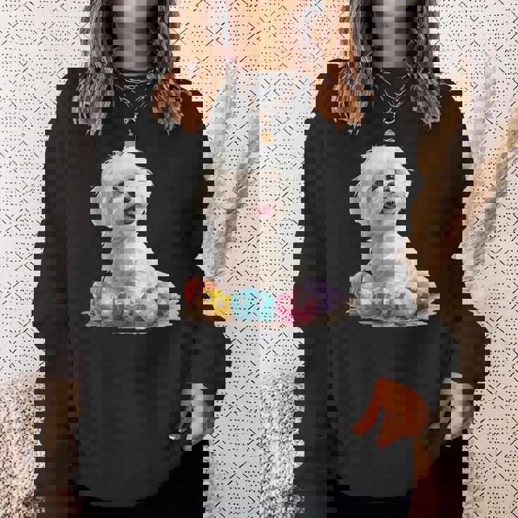 マルチーズ 犬 犬種 ハッピーイースター メンズ レディース キッズ スウェットシャツ 彼女への贈り物