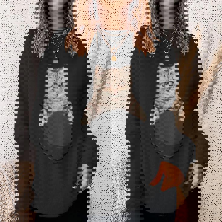 マンチカンポケットの中の猫猫好き スウェットシャツ 彼女への贈り物